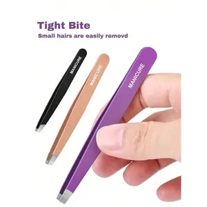 High-precision flat-mouth forceps with storage box, suitable for men and women, for eyebrow removal, beard trimming, eyebrow shaping, easy to pick up