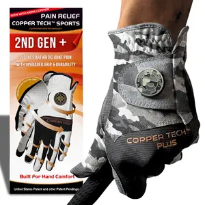 Copper Tech Plus Camouflage Golf Gloves with Ball Marker (1 Pack) - Supports Wrist & Joints with High Compression & Copper Infused Thread Technology
