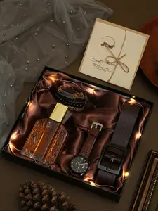 Men's Watch Gift Box Set, Fathers Day Gifts Set, Vintage Elegant Style, Simple Dial Design, Leather Strap, Perfect for Christmas, Valentine's Day, Father's Day