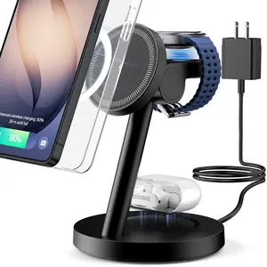 KPON for Samsung 3 in 1 Charging Station, Magnetic Wireless Charger Stand for MagSafe for Samsung Galaxy S26 Ultra/S25/Z Fold7/Flip7, Phone Watch Charger Dock for Galaxy Watch Ultra/8/7 and Buds
