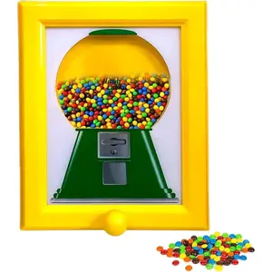 Candy Dispenser Picture Frame – Gumball Machine Wall Mount for Candies Nuts Dog Treats – Birthday Holiday Gift