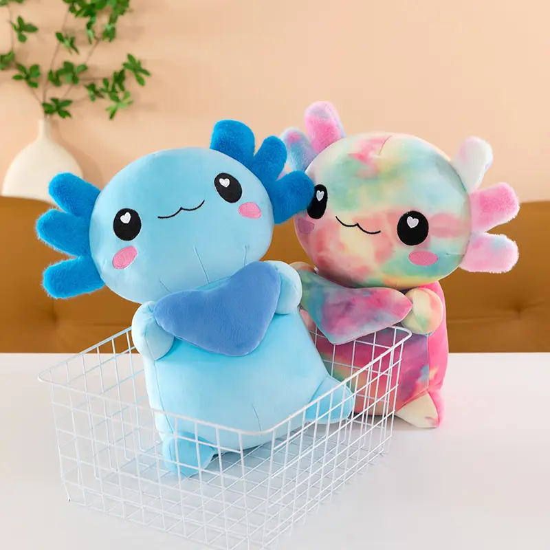11.76-in Cotton Axolotl Stuffed Toy - Cute Animal Design Soft Plush Material, Kawaii Hugging Heart Doll, Pink & 4-Color Couple Style, Cute Collectibles for Children Development, Birthday Gift, 6 - 8 Years