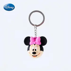 1PC Disney Minnie Keychain Official License Cute Animal Bag Clip Charms Anime Figure Collector Keyring Backpack Decor Durable PVC Soft Rubber Gift