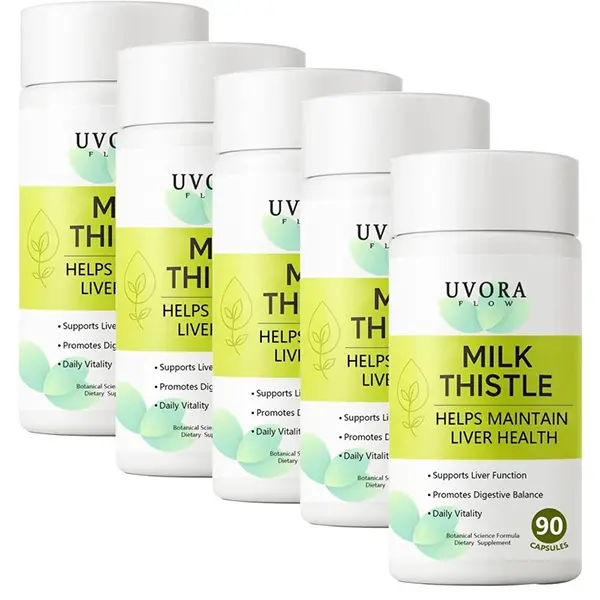 Uvora Milk Thistle Detox Supplement, Premium Milk Thistle Extract Herbal Formula for Liver Health, Detox & Antioxidant Support, 1–5 Pack