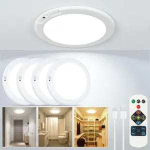 4-Piece Motion Sensor Rechargeable Ceiling Light, 4000mah Battery, Remote Control, Ideal for Bedroom Hallway, Energy Efficient Design
