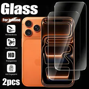 2 Pcs HD Tempered Glass Screen Protector Compatible With IPhone 17 Pro Max 17Pro 17 Air 16/16 Plus/16 Pro/16 Pro Max/15/14/13/12/11/X/XR/XSMAX, Scratch -Fingerprint, Case Friendly, Full Coverage, Bubble Free