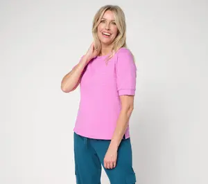 AnyBody Dobby French Terry Scoop Neck Top