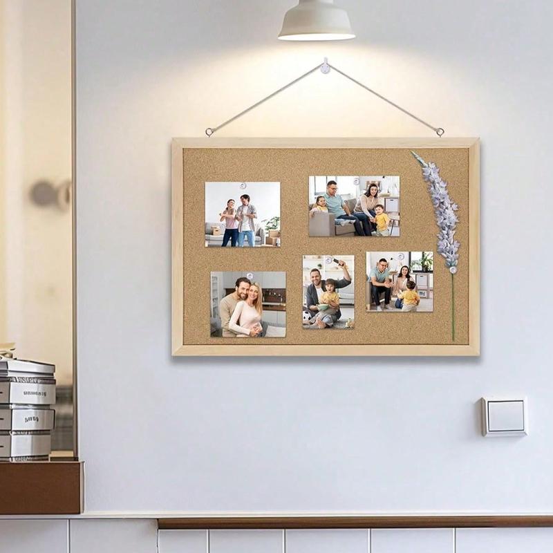 1pc Cork Bulletin Board with Oak Frame, Office & Home Decor Pinboard, Family School Message Board, Classroom Decoration