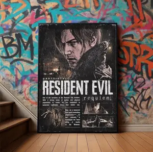 Resident Evil Requiem Unframed Poster - Retro Survival Horror Game Art Print - Raccoon City Zombie Apocalypse Wall Decor - Biohazard Fan Gift (NO FRAME)