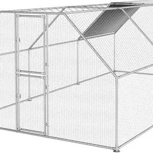 DWVO Large Metal Chicken Coop for 20-30 Chickens, 19.1 x 9.8 x 6.4 ft Walk-in Poultry Cage Chicken Run for Yard Outdoor with Waterproof and Anti-UV Cover Duck House Flat Roof Chicken Pen