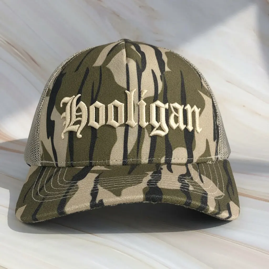 Hooligan Gothic embroidery Snapback trucker Hat, Unisex Adjustable Fit Trucker Cap