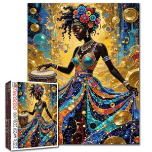 Tucocoo Rhythm of Colors African Drum Dancer 1000 Pieces Jigsaw Puzzle Vibrant Musical Portrait Art for Adults Relaxing Family Activity Stress Relief Brain Training Wall Decor Gift 27.5x20inch(70x50cm)