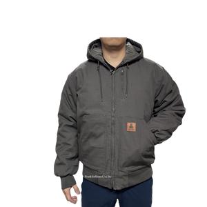 Loose Fit Quilted Flannel Lined Workwear Waterproof Active Jacket Hooded Work Coat Cotton Menswear