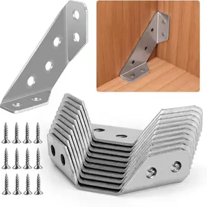 10Pcs Universal Stainless Steel Furniture Corner Connector, Universal Anti-Deform Corner Brackets, Multi-Angle Joint Fasteners, and Triangle Support Frame Brackets, Includes Screws