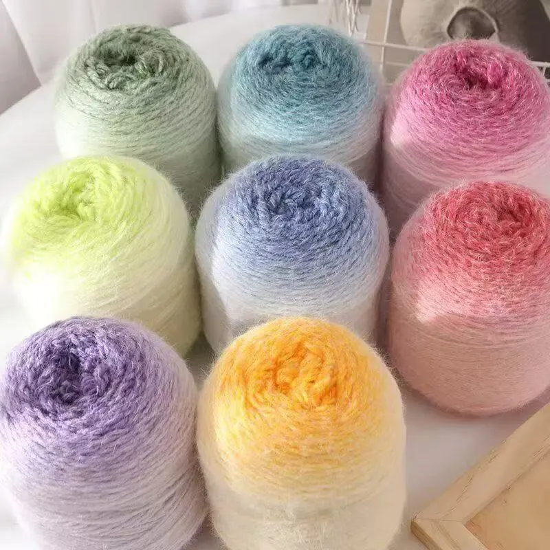 Light Mist Gradient Hand-knitted Wool Balls (200g) Crochet and Knitting Yarn for Self-woven Cushions, Sofa Coverings, Rose Patterned Blankets, Seven-star Blankets, DIY Scarves, Hats, Coats - Handmade Wool Wholesale