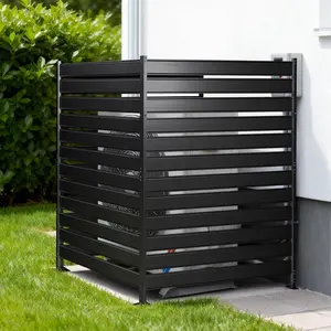 63" H x 38" W (1-Panels) Air Conditioner Fence Screen Trash Can  Fence Panels, Suitable for Pools and Yards, no Digging Required,Black  Panel