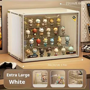 Acrylic Display Case with Detachable Shelves - Display Case for Labubu & Pop Figures- Collector's Cabinet for Sneakers, Anime Figures & Collectibles, Space-Saving Home Decor Storage Organizer