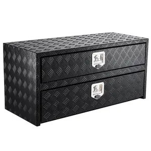 GARVEE 48" Aluminum Truck Tool Box w/Drawer, Two-Tier Organizer Design for Truck Bed Tools, Secure with Lock & Keys, Waterproof Underbody Toolbox for Pickup, Truck Bed, RV, Trailer, 48"x 18"x 20"