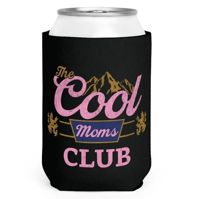 The Cool Moms Club black/pink can holder sleeve Gift for Mom Mothers Day Gift Can Coolie Drinkware Mug Tumbler Cup Bottles Portable Cold-Hot Insulator