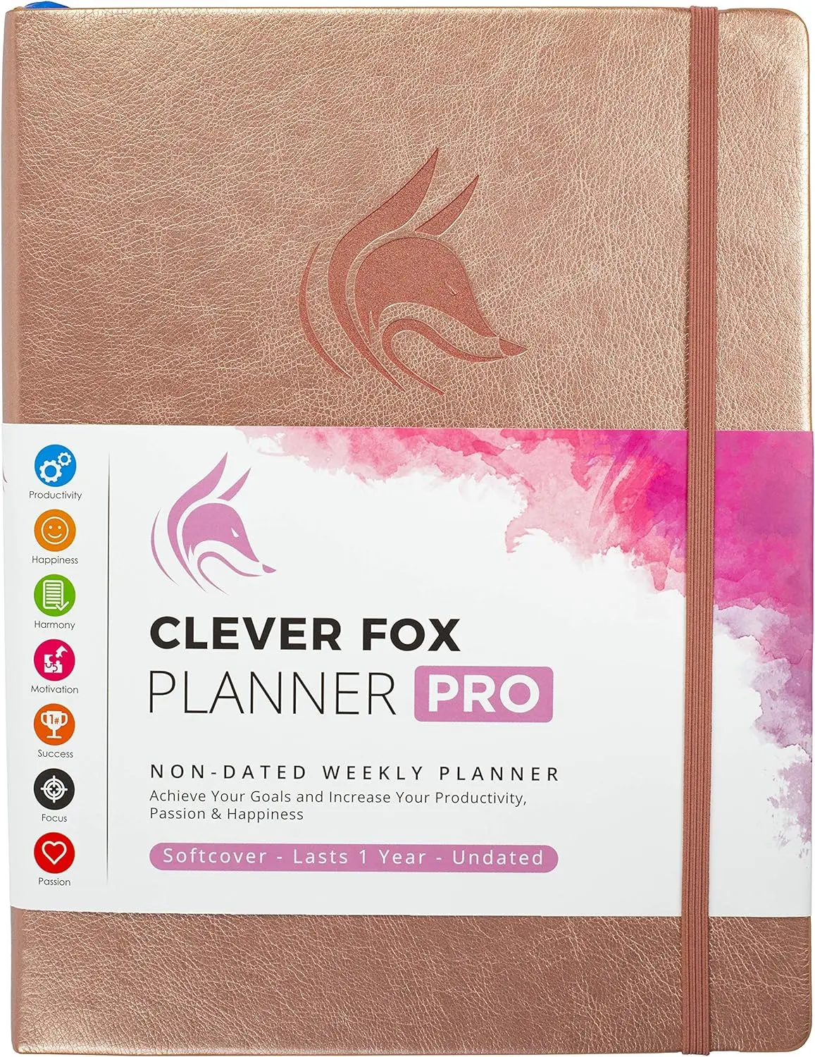 Clever Fox Planner PRO – Weekly & Monthly Life Planner to Increase Productivity, Time Management and Hit Your Goals, 8.5x11″ (Rose Gold)