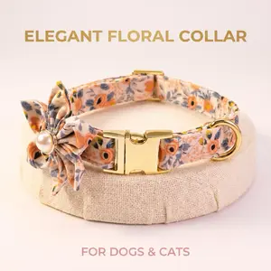 Floral Print Dog Collar, Leash, with Safety Buckle, Cute Flower Decoration Pet Collar, Fashionable Pet Collar Suitable for Small and Medium Dogs and Cats Valentine's Day