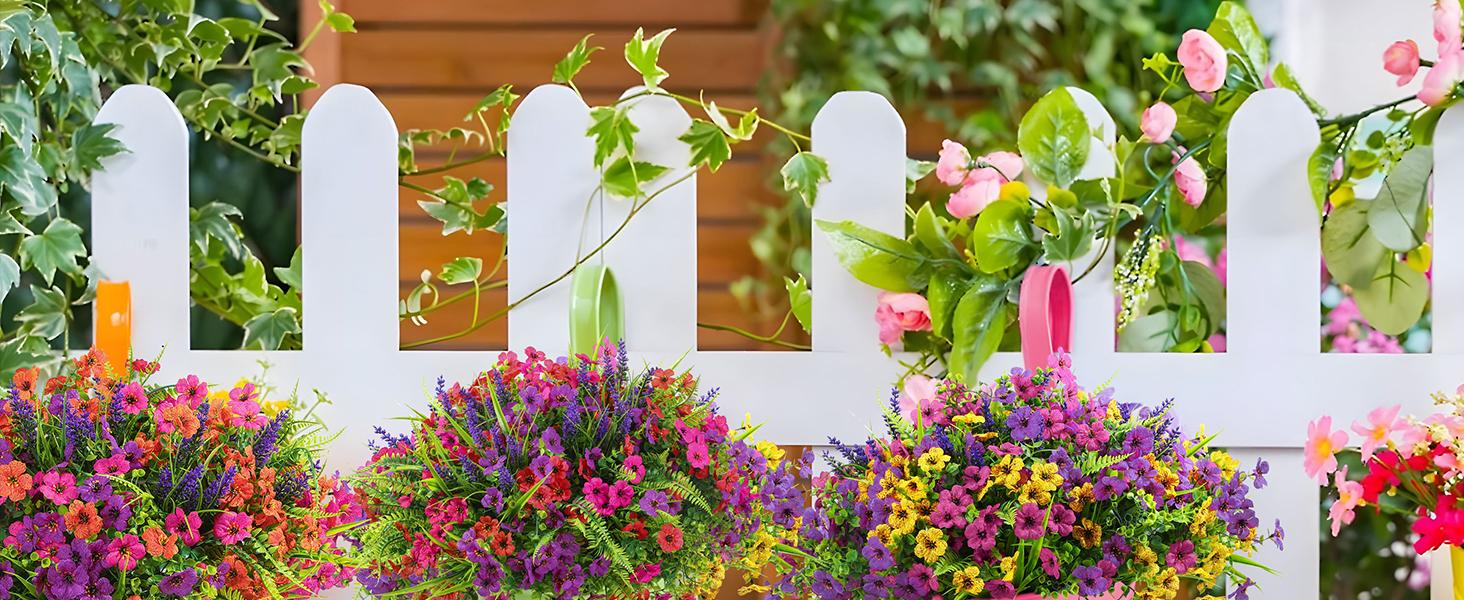 SHareconn 24/48 Bundles Artificial Flowers for Outdoors Spring Summer Decoration, UV Resistant Eucalyptus Violet and Lavender Silk Fake Plants for Outside Indoor Yard Home Patio Decor, Red Rose Purple SHareconn 24/48 Bundles Artificial Flowers for Outdoors Spring Summer Decoration, UV Resistant Eucalyptus Violet and Lavender Silk Fake Plants for Outside Indoor Yard Home Patio Decor, Red Rose Purple