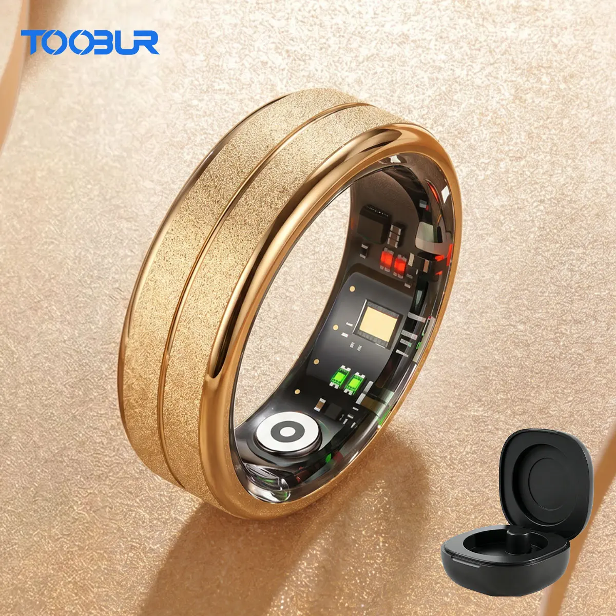 TOOBUR R04S Smart Ring, 5ATM Waterproof Health & Fitness Tracker with Sleep Monitor, Portable Charging Case, Gym-Compatible, iOS/Android Supported, Swimming Safe Wearable Sport Device, Gift for Him/Her