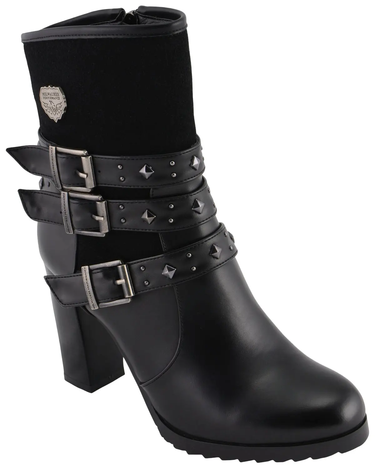 Milwaukee Leather Women's Women'S Block Heel Triple Strap Riding Boot Round - Mbl9433