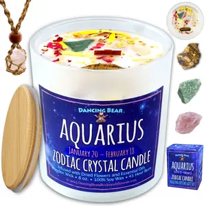 Zodiac Crystal Candle Gift Set: Choose from 12 Different Zodiac Signs