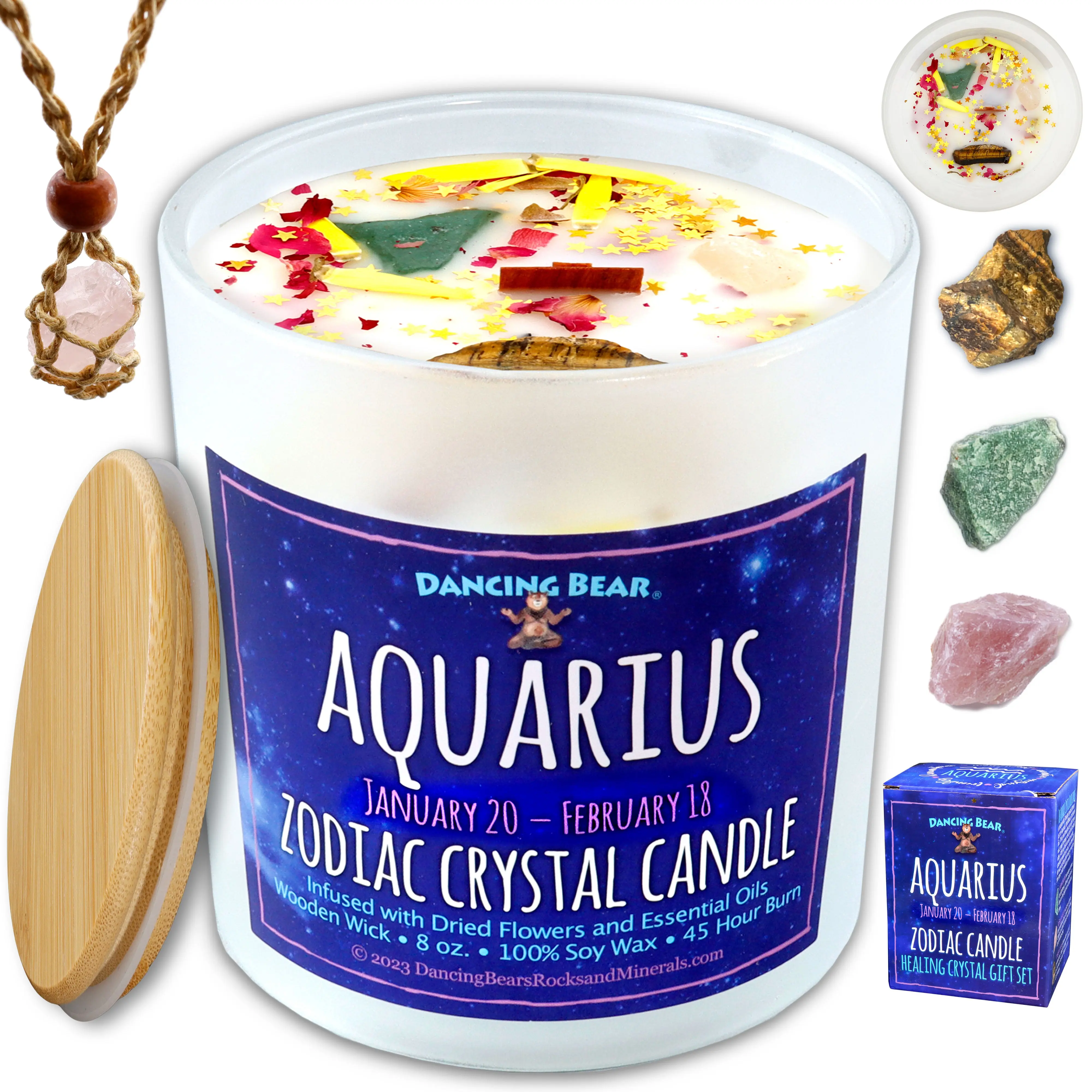 Zodiac Crystal Candle Gift Set: Choose from 12 Different Zodiac Signs