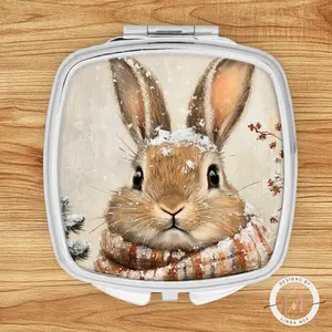 Bunny Compact Mirror - Rustic Nature Cottagecore Gift