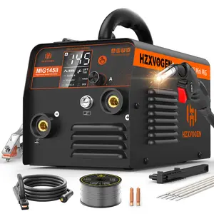 HZXVOGEN MIG145II 3-in-1 MIG Welding Machine with Digital Display Gasless MIG/LIFT TIG/STICK Lightweight Synergic System for Home DIY Projects