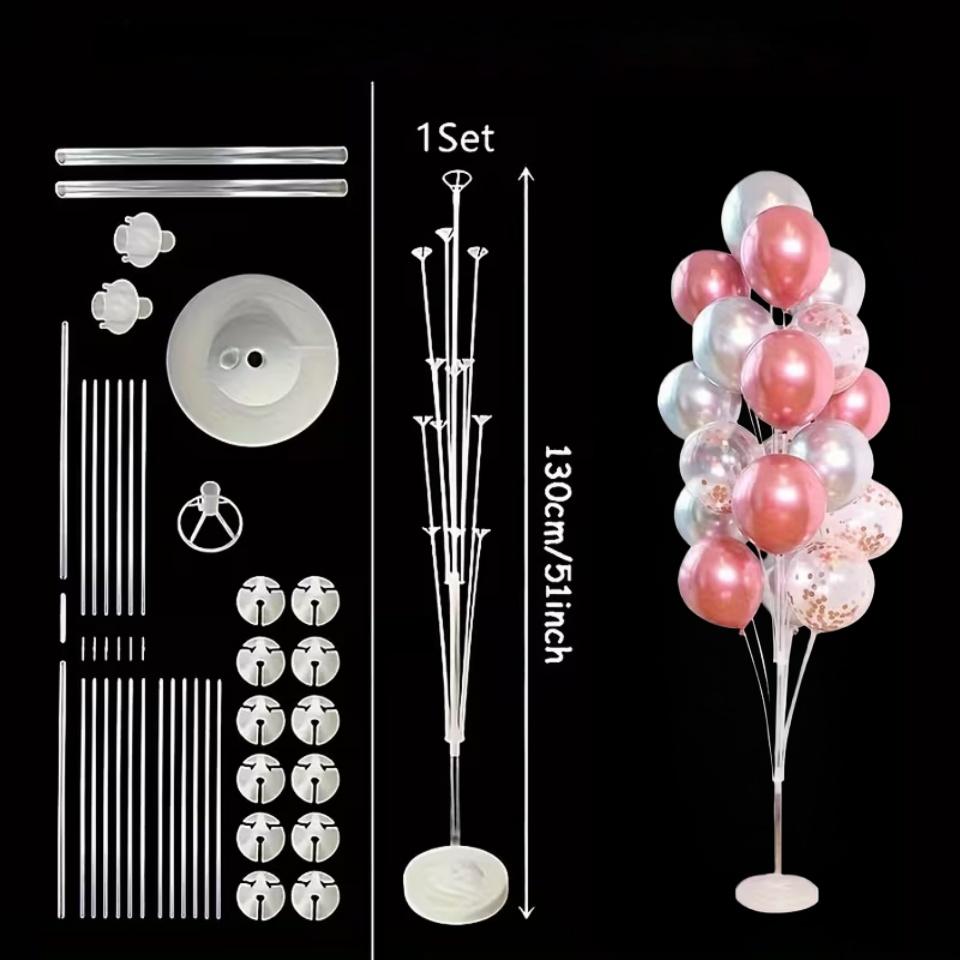 High-top balloon stand set with water-filled base (includes 24 balloons). Featuring large reusable plastic column bases, it is ideal for decorations at weddings, New Year celebrations, Valentine's Day parties and balloon arch arrangements., One Balloon St