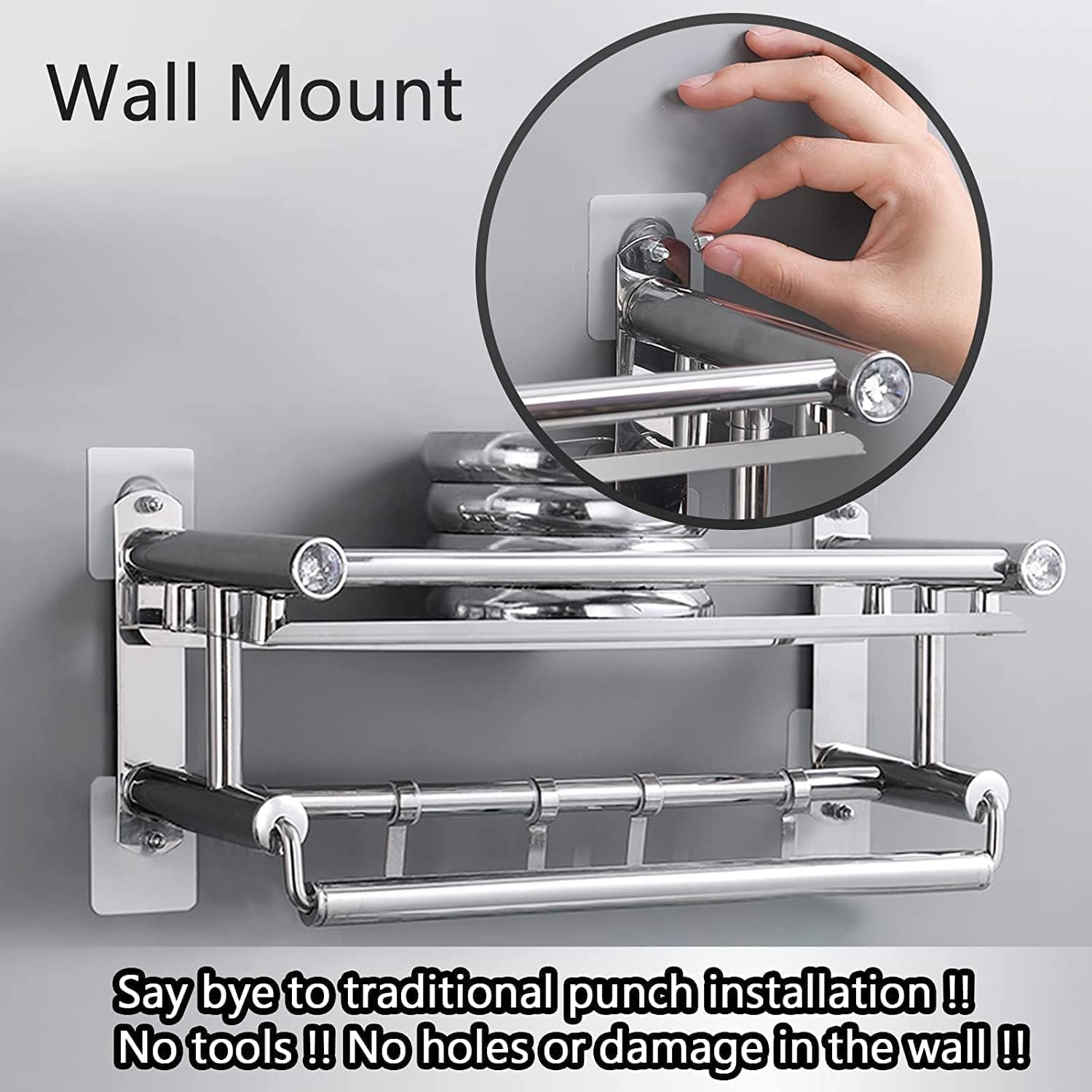Adhesive Screw Hooks for Wall Without Drilling Heavy Duty Strong Nail Free Hanging Kitchen Accessories Items Nail Hook Transparent Metal Organiser