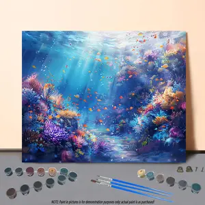 Ocean World Pattern DIY Painting By Numbers Kit, 1 Set DIY Paint By Numbers without Frame, DIY Wall Art Painting for Home Bedroom Decor