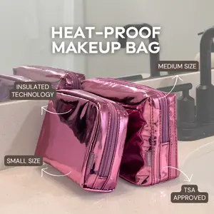 Karsan Co. Heat-Resistant & Stylish Insulated Makeup & Cosmetic Bag Bundle - 1 Medium & 1 Small Bag for Travel & Storage