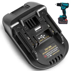DM18M Battery Adapter with USB Charging Socket for Dewalt 20V & Milwaukee 18V M18 Lithium Battery Convert to Makita 18V Battery dewalt 18v to 20v adapter dewalt to milwaukee battery adapter milwaukee to makita battery adapter dewalt  battery adapter