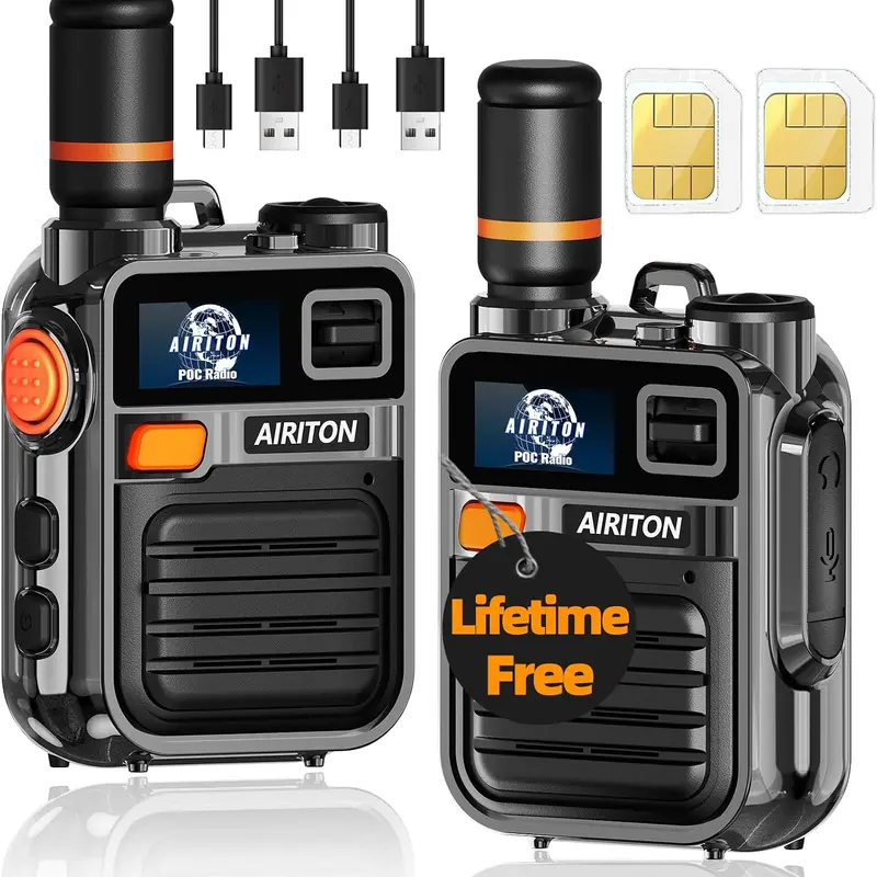 Airiton Radio Walkie Talkies AI-K28 Poc Radio Unlimited Range Nationwide Long Distance Handheld 4G LTE POC Two Way Radio Rapid Push to Talk Over Cellular Radio Long Range (2 with SIM Card)