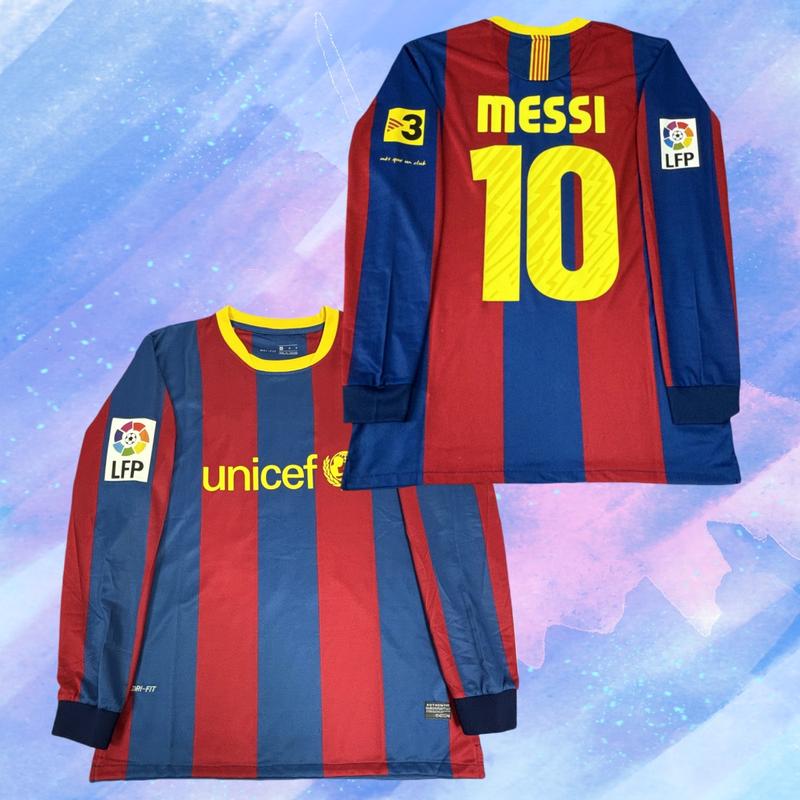 08 09 Home Red And Blue 10# Messi Short Sleeve Retro Soccer Jersey Fans Version