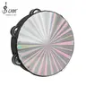 8 Inch Tambourine, Round Double Row Jingles Colorful Light Panel Music Enlightenment Handheld Percussion Toy, Musical Instrument for Home School Percussion Musical Instruments