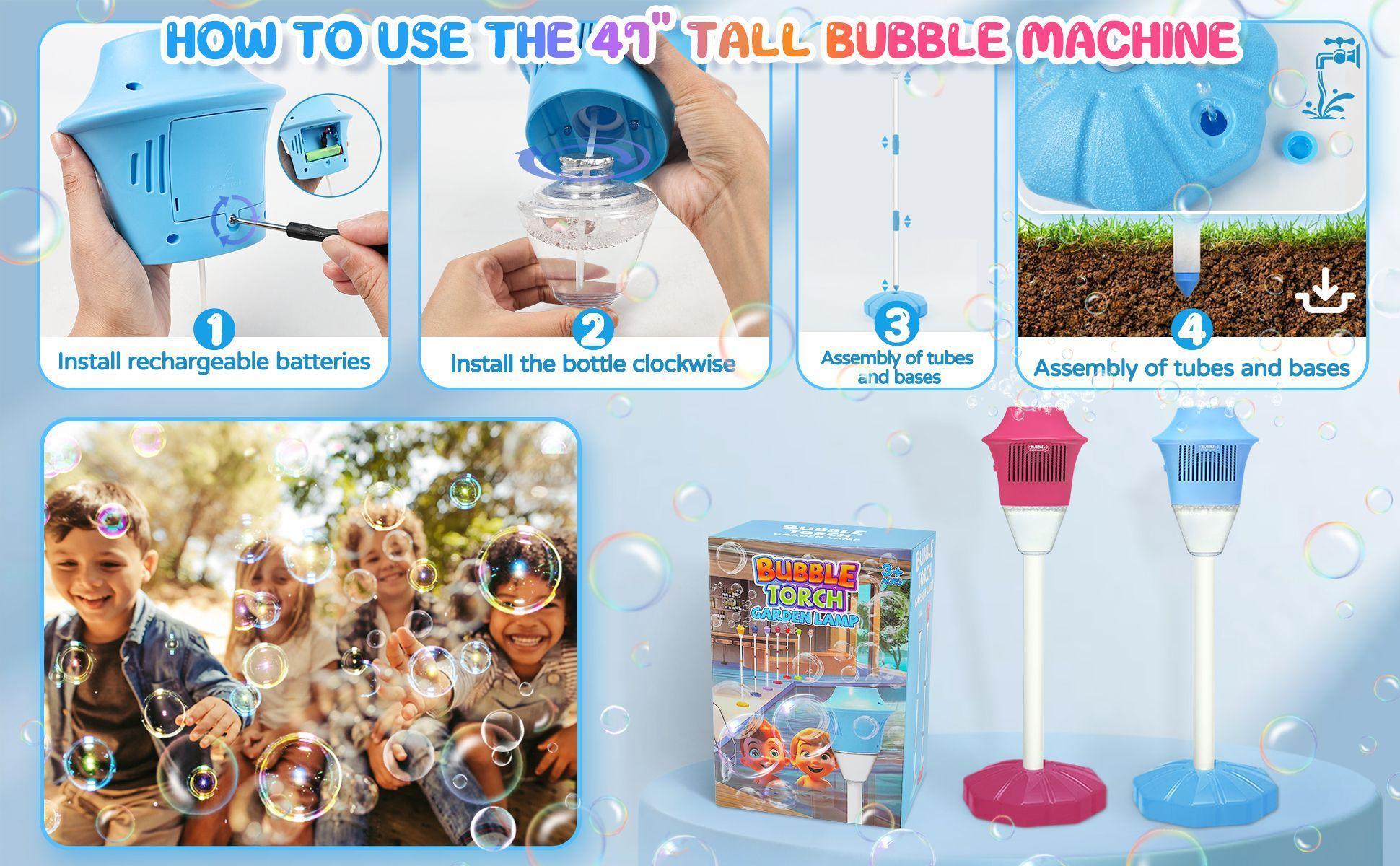 Automatic bubble machine for kids, spring and summer bubble toy, with lights, rechargeable for outdoor use, perfect Easter gift for children.