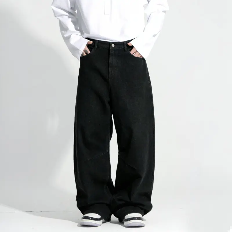 Men's Vintage Spray-Stripe Polyester Denim Jeans - Light Blue Wide-Leg, All-Season Casual Nineties Full-Length Long Streetwear Plain Bottoms, Comfortable Menswear Pants, Denim Men's Jeans, Comfortable Men's Jeans