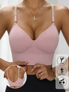 Women's High Support Sports Bra, Removable Pads, Backless Design, Full Coverage, Fitted, Ideal for Sport, Home, Yoga, All Seasons