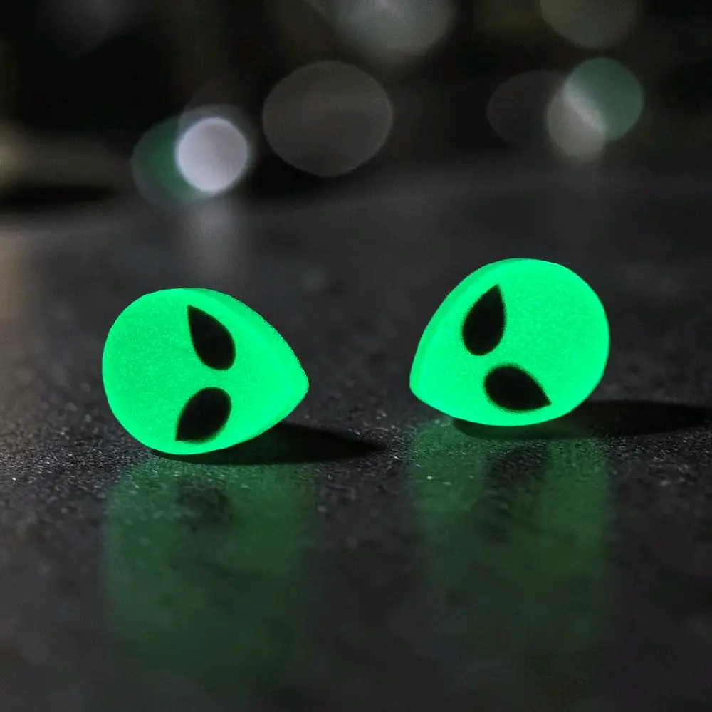Glow-in-the-dark Alien Stud Earrings