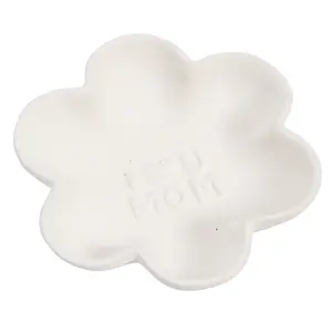 4" DIY Mother's Day I Love You Mom Ceramic Jewelry Dish - 12 Pc.