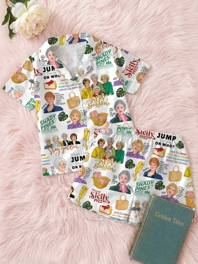 Golden girls pajamas, 80's tv sitcom pajamas, Stay Golden set, set for women, Loungewear set women, Sleepwear fashion