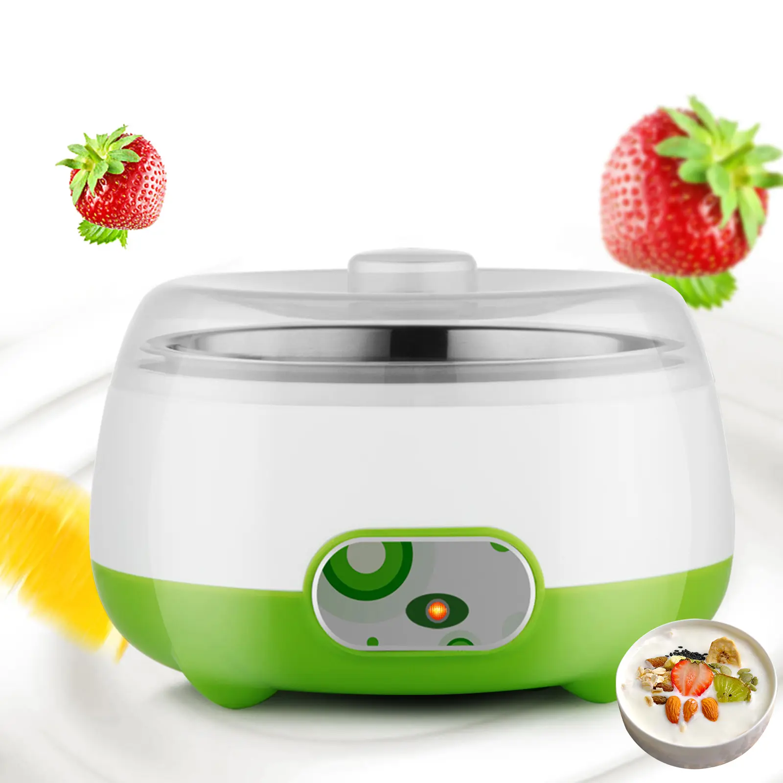 1L Automatic Yogurt Maker Machine with 110V Plug, Stainless Steel Inner Pot, Compact Anti-Skid Design, Steam Heating, Plastic-Free for Family Baby Food Prep (Home Supplies), Constant Temperature