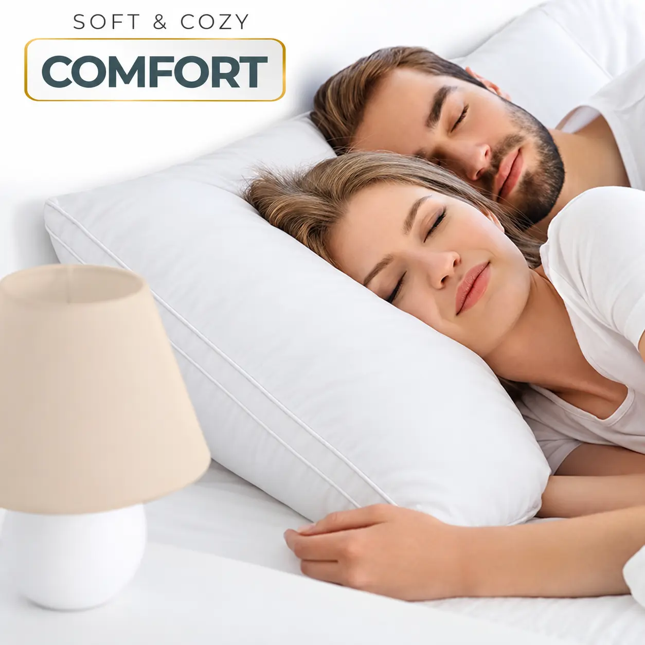 Hotel-Style Bed Pillows for Sleeping, 2-Pack with Water-Repellent Fabric and Soft Cushioning