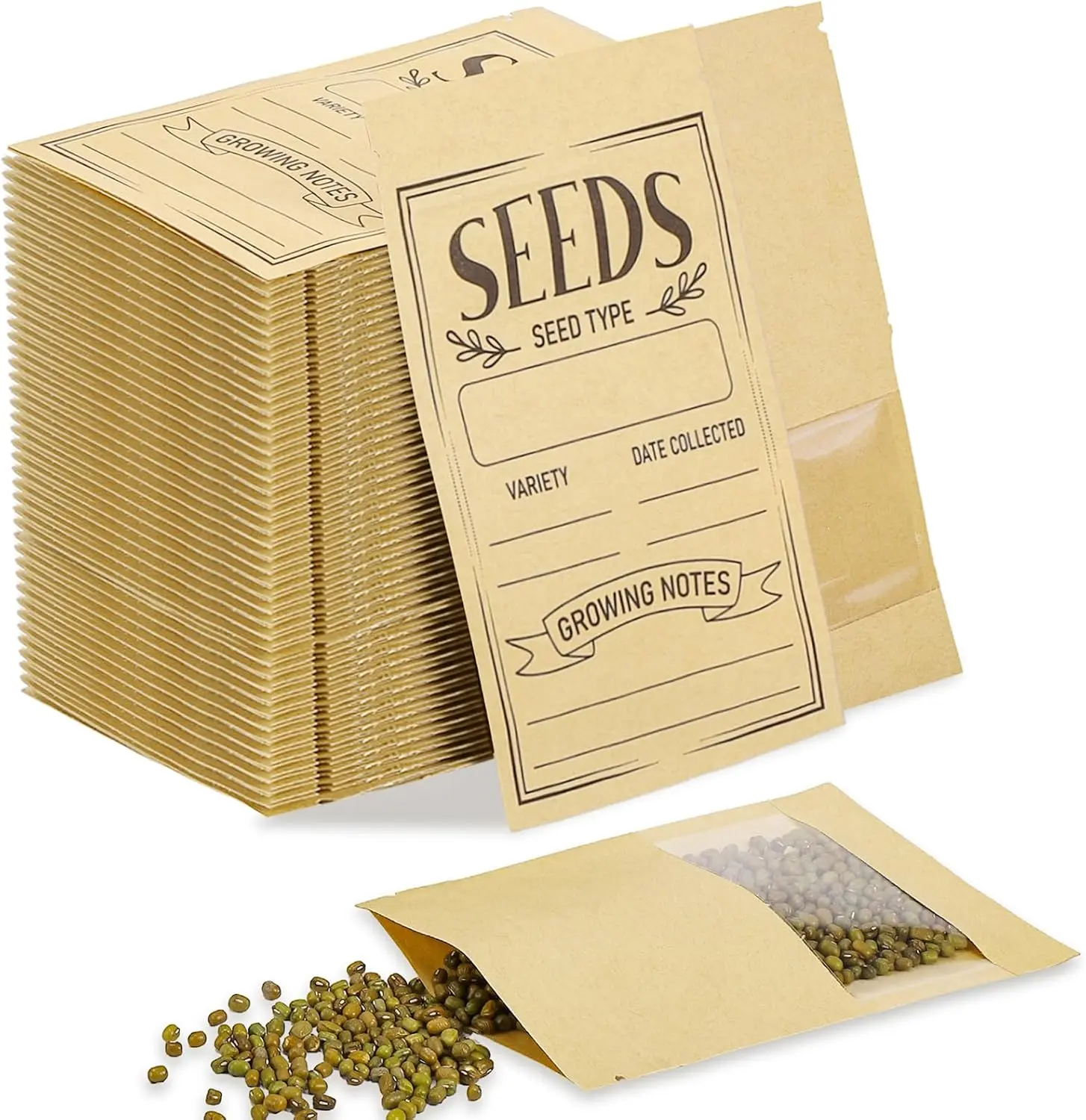 Seed Envelopes 120 Pcs Packets Organizer 3.54 X 5.5 Inch Seed Storage Envelopes Resealable with Clear Window Seed