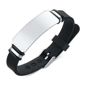FF12 Custom Engravable Stainless Steel Tag Bracelet|Silicone Sport ID Bracelet